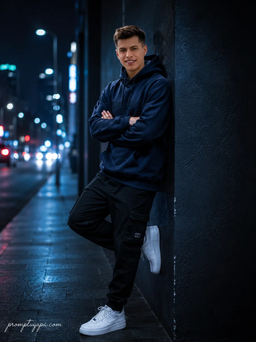 Urban Night Streetwear Portrait Prompt